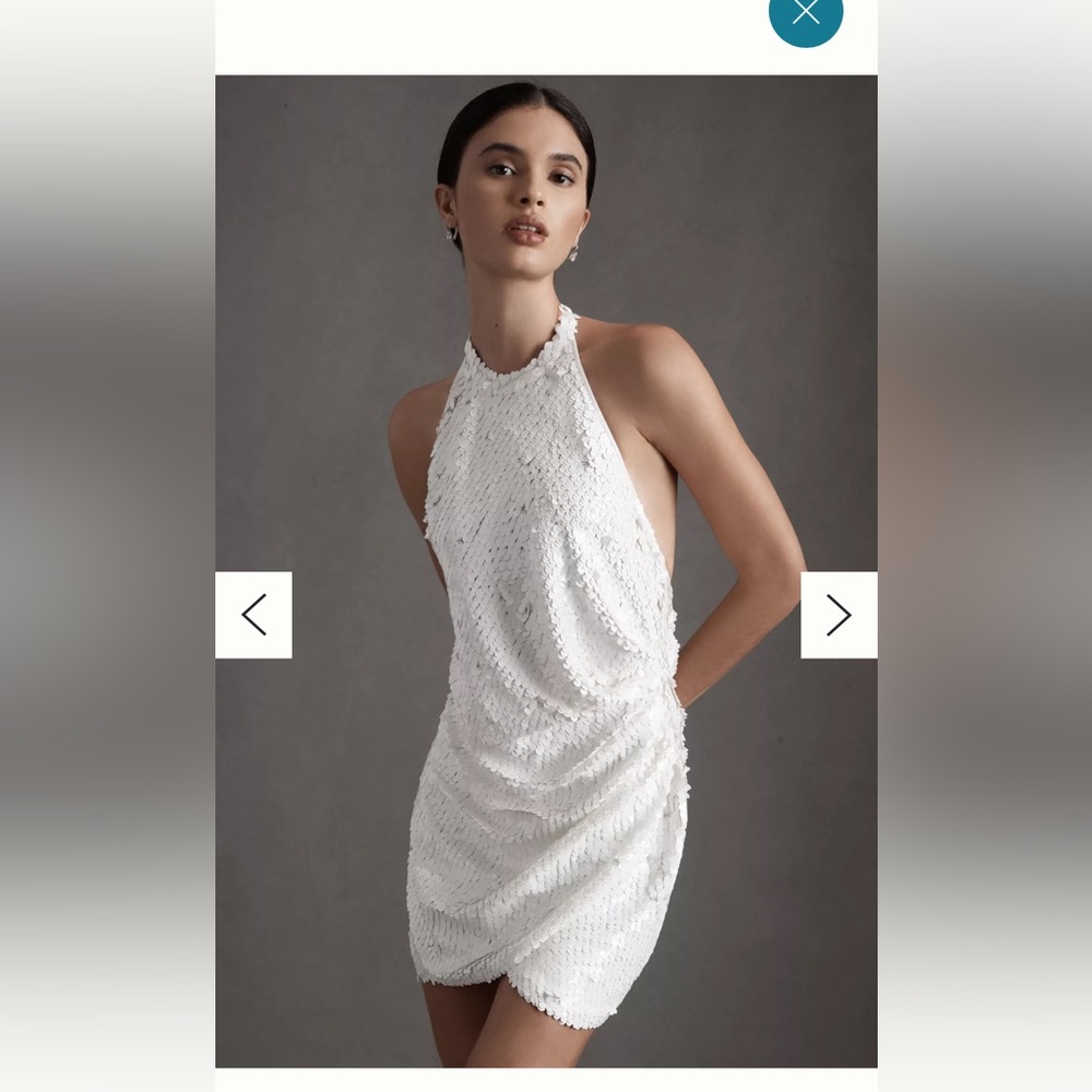 Ronny Kobo Jo Halter Sequin Ruched Open-Back Mini Dress